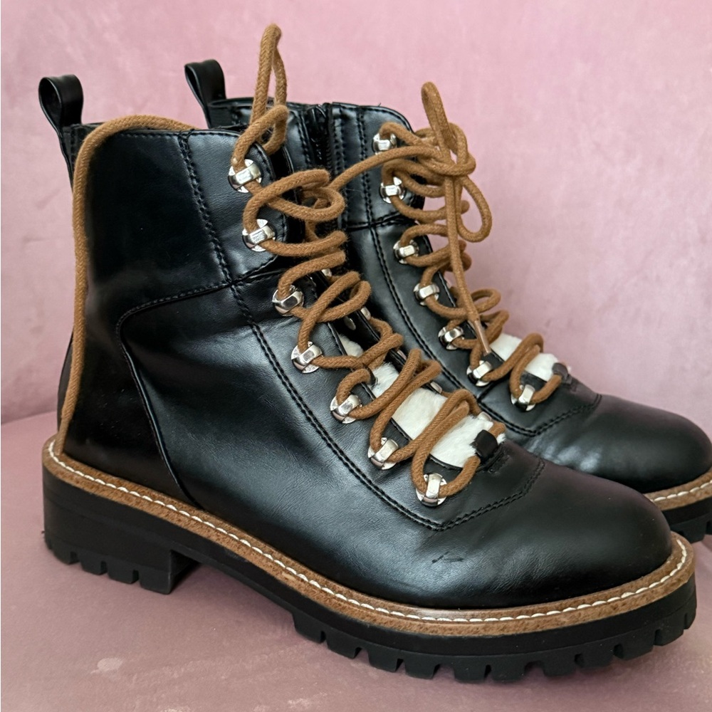 Black Lace Up combat Boots with Rugged Sole